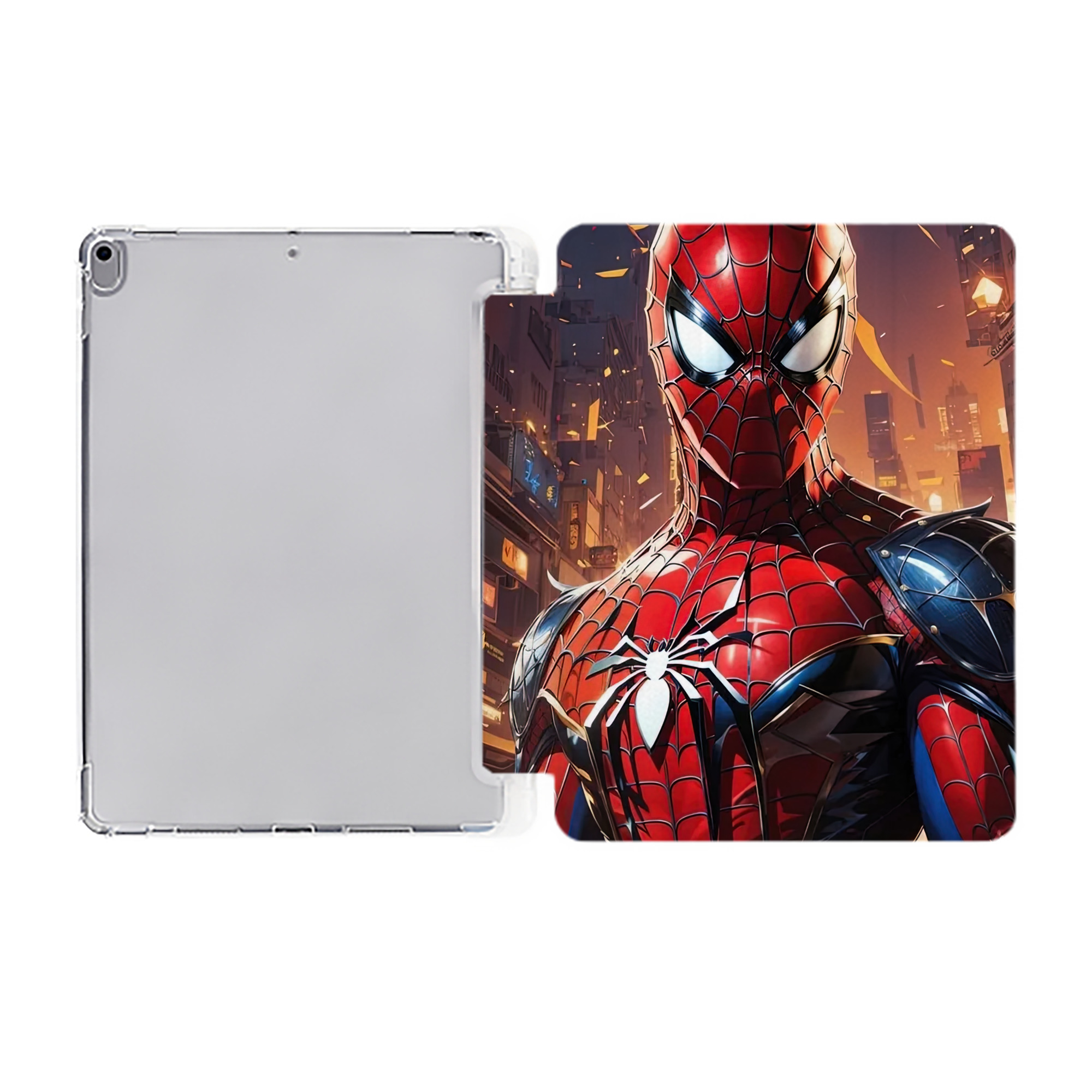 （画像用） Spider Man スパイダーマン IPad ケース ペン収納付き 三つ折りスタンド PUレザー×シリコン 対応機種9.5/10.5/10.9インチ